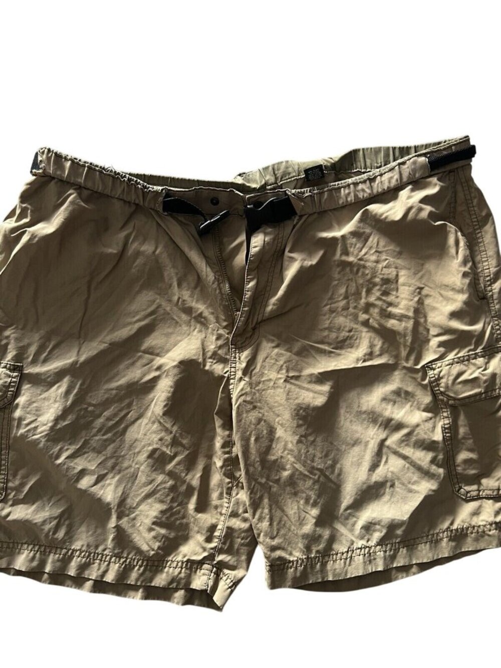 Eddie Bauer Mens Khaki Cargo Shorts With Adjustable Belt Cotton Blend XL